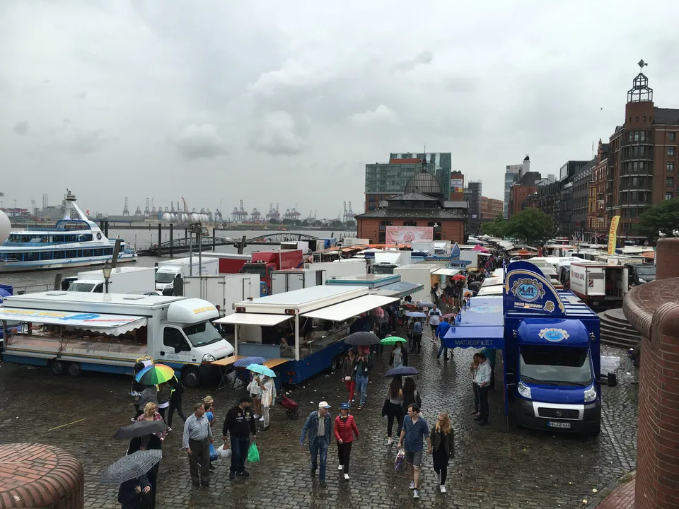 Hamburger Fischmarkt: Fischmarkt in Hamburg von oben